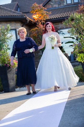 Bride walks up the Aisle